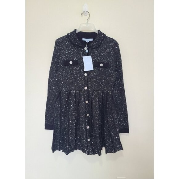 NWT Hill House Chloe Sequin Boucle Knit Sweater Dress Black Size XL - Picture 1 of 8